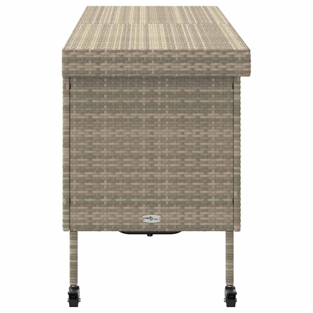 Tuinbox met wielen 160x55x75 cm poly rattan lichtgrijs