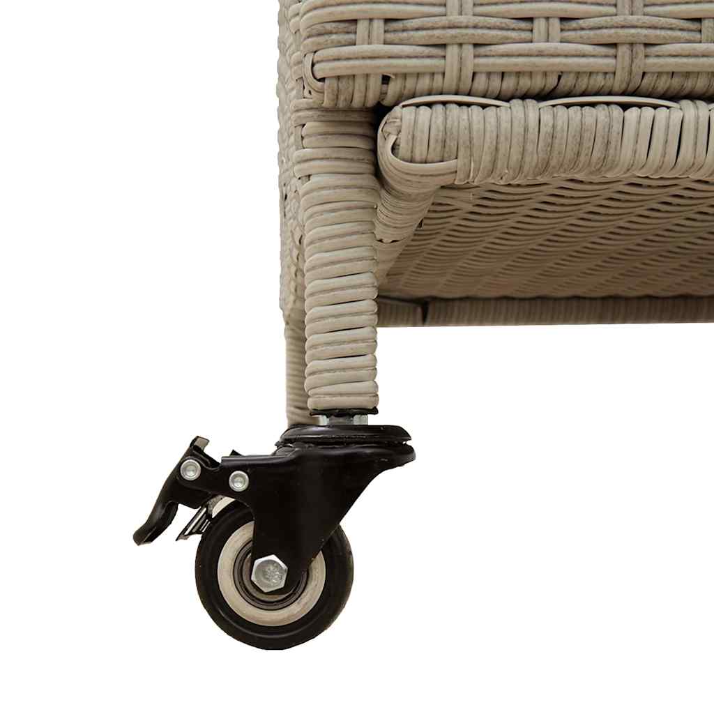 Tuinbox met wielen 160x55x75 cm poly rattan lichtgrijs
