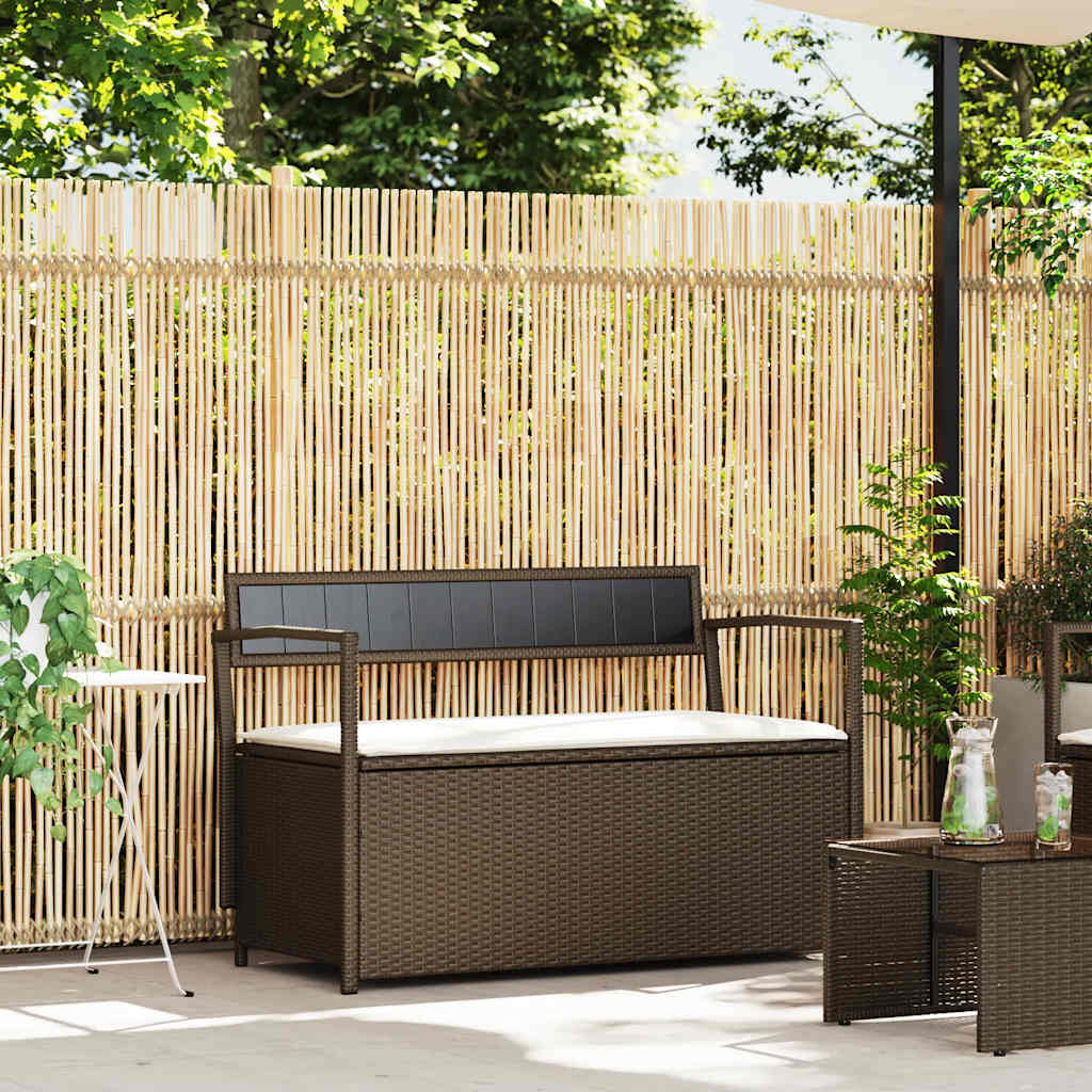 Tuinbank met kussen, bruin polyrotan