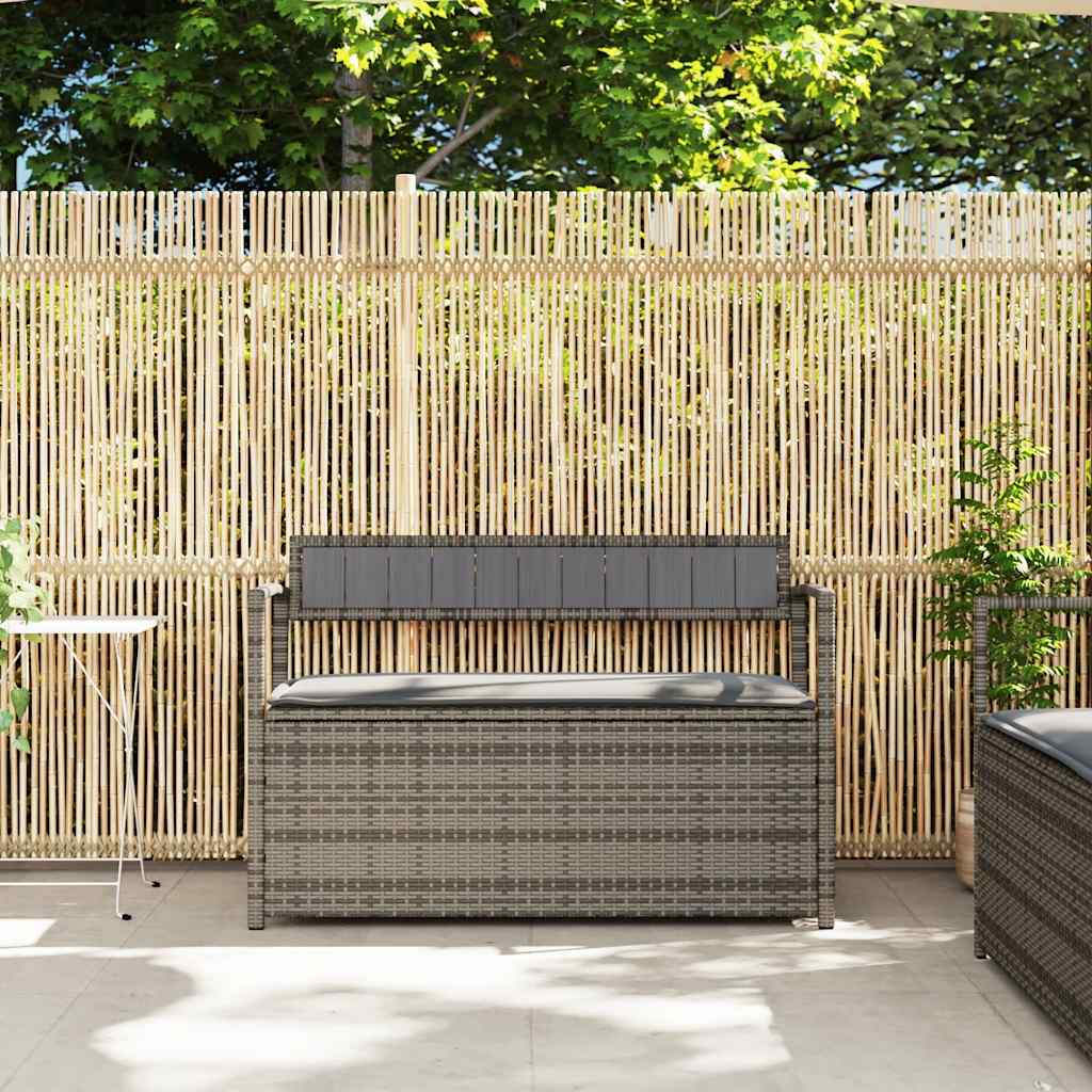 Tuinbank met kussen, grijs polyrotan
