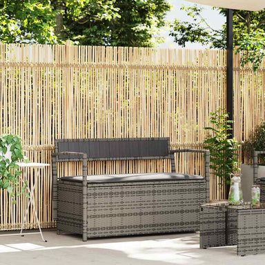 Tuinbank met kussen, grijs polyrotan