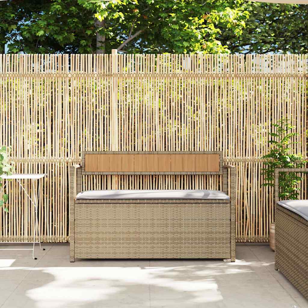 Tuinbank met kussen beige polyrotan