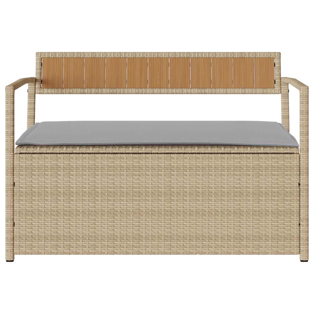 Tuinbank met kussen beige polyrotan
