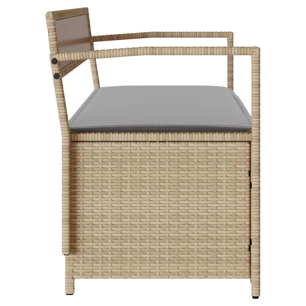 Tuinbank met kussen beige polyrotan