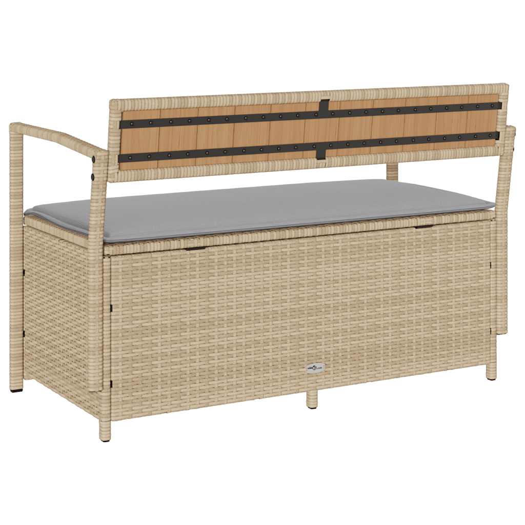 Tuinbank met kussen beige polyrotan