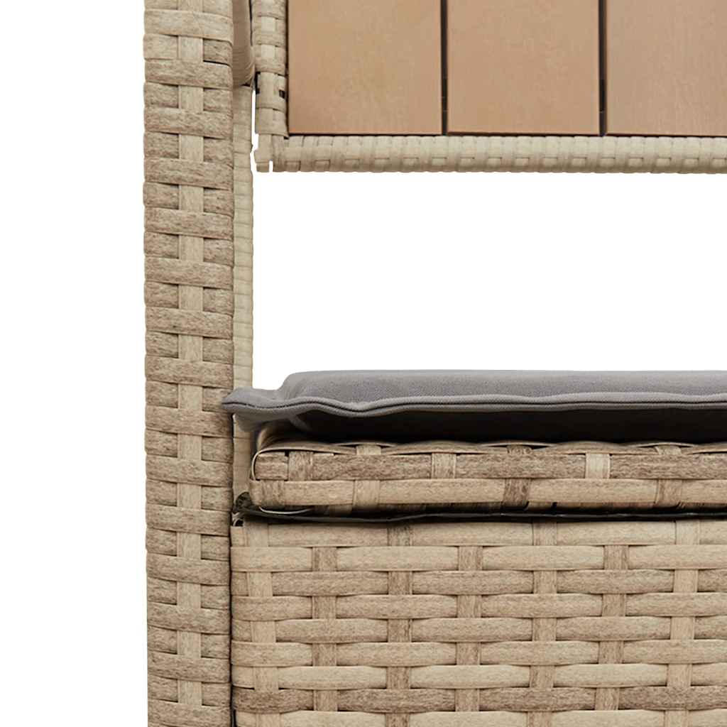 Tuinbank met kussen beige polyrotan