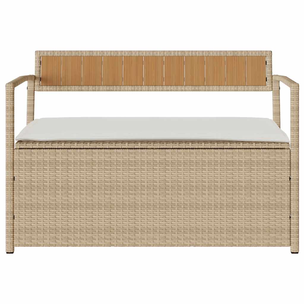 Tuinbank met kussen beige polyrotan
