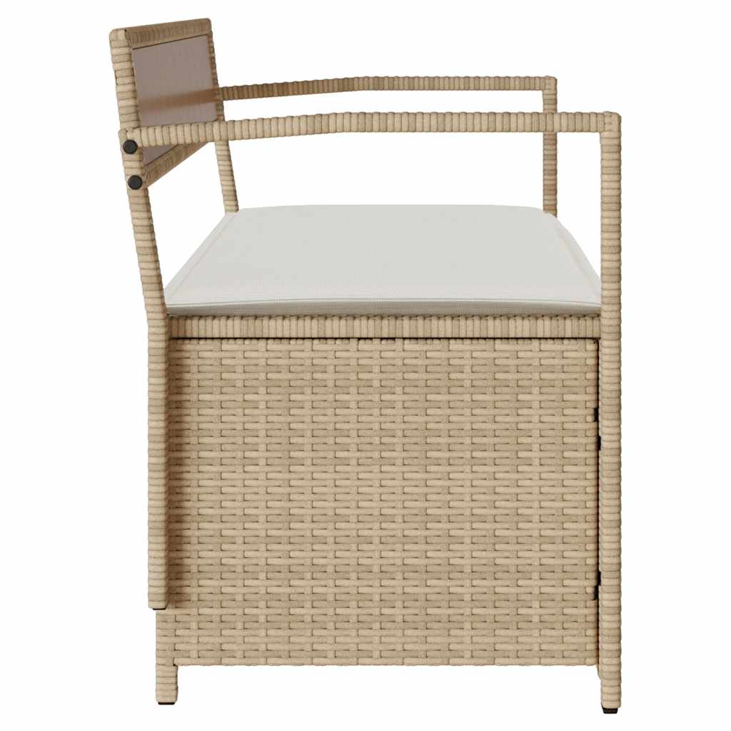 Tuinbank met kussen beige polyrotan