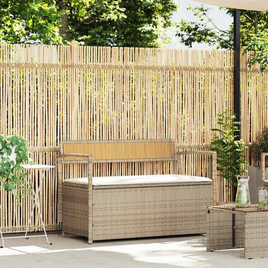 Tuinbank met kussen beige polyrotan