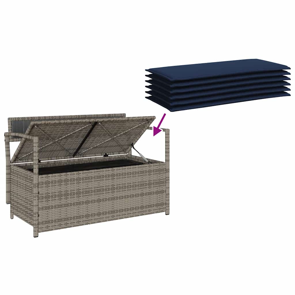 Tuinbank met kussen, grijs polyrotan