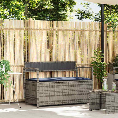 Tuinbank met kussen, grijs polyrotan