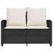 Tuinbank 2-zits met kussens & tafel poly rattan zwart