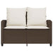 Tuinbank 2-zits met kussens & tafel poly rattan bruin