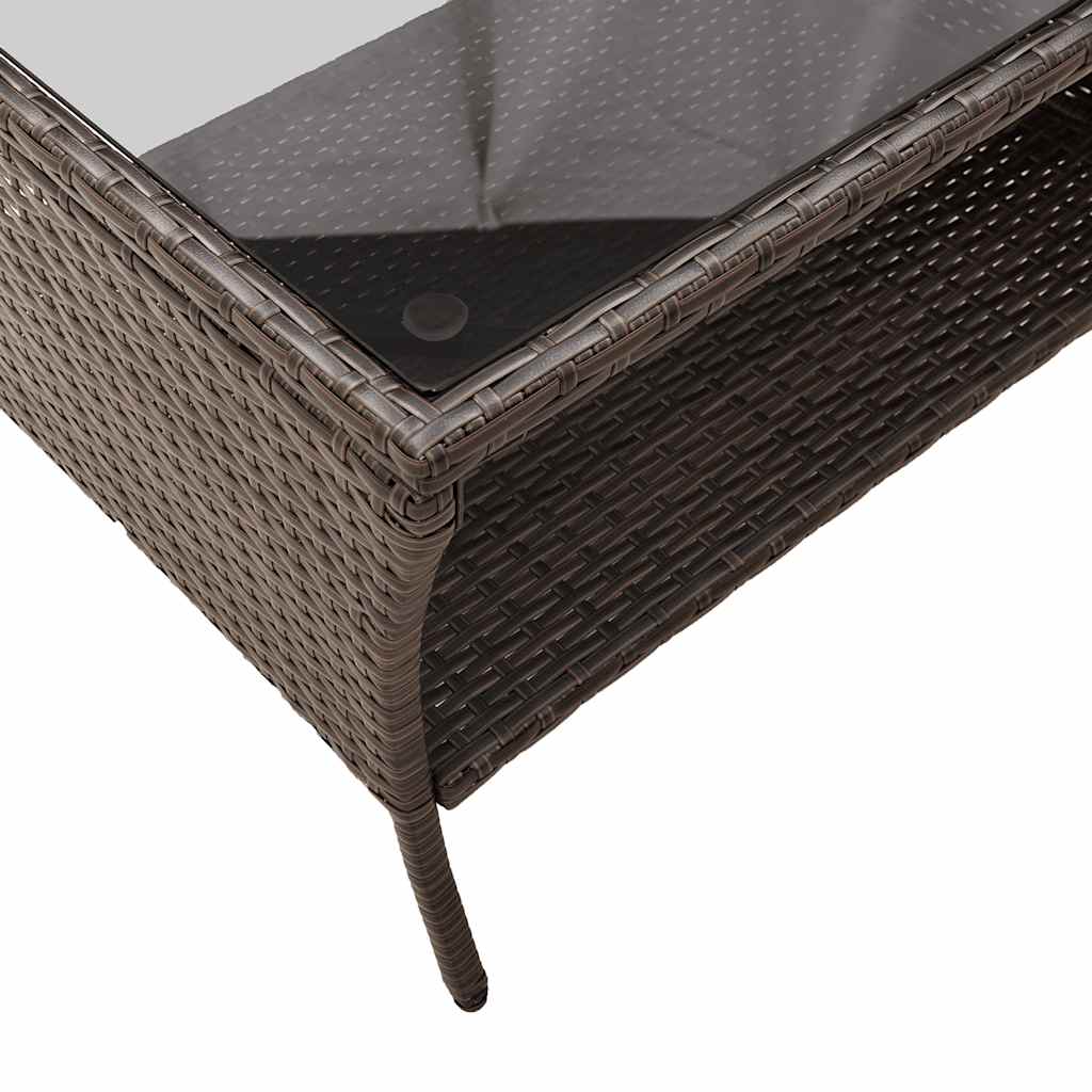 Tuinbank 2-zits met kussens & tafel poly rattan bruin