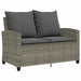 Tuinbank 2-zits met kussens & tafel poly rattan grijs