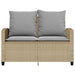 Tuinbank 2-zits met kussens & tafel poly rattan beige