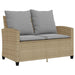 Tuinbank 2-zits met kussens & tafel poly rattan beige
