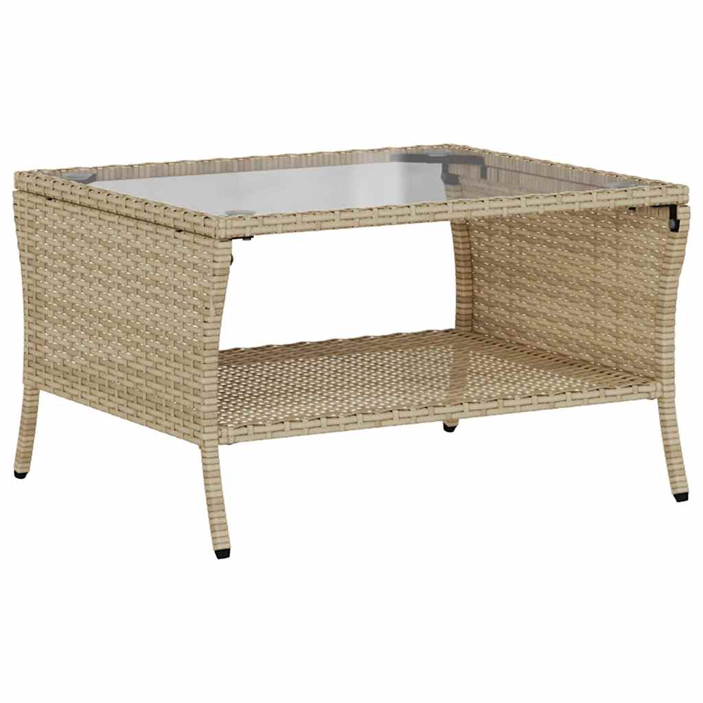Tuinbank 2-zits met kussens & tafel poly rattan beige