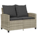 Tuinbank 2-zits met kussens & tafel poly rattan lichtgrijs