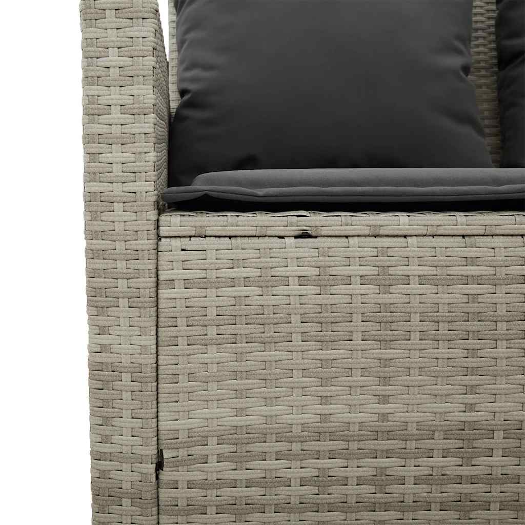 Tuinbank 2-zits met kussens & tafel poly rattan lichtgrijs