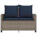 Tuinbank 2-zits met kussens & tafel poly rattan grijs