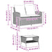 Tuinbank 2-zits met kussens & tafel poly rattan grijs