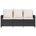 Tuinbank 3-zits met kussens & tafel poly rattan zwart