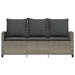 Tuinbank 3-zits met kussens & tafel poly rattan grijs