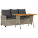 Tuinbank 3-zits met kussens & tafel poly rattan lichtgrijs