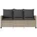 Tuinbank 3-zits met kussens & tafel poly rattan lichtgrijs