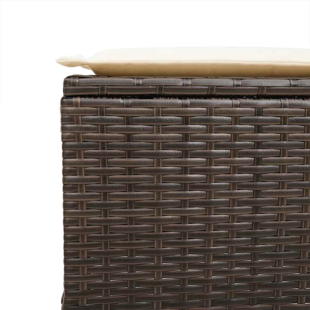 4-delige tuinbankset met kussens, bruin polyrotan
