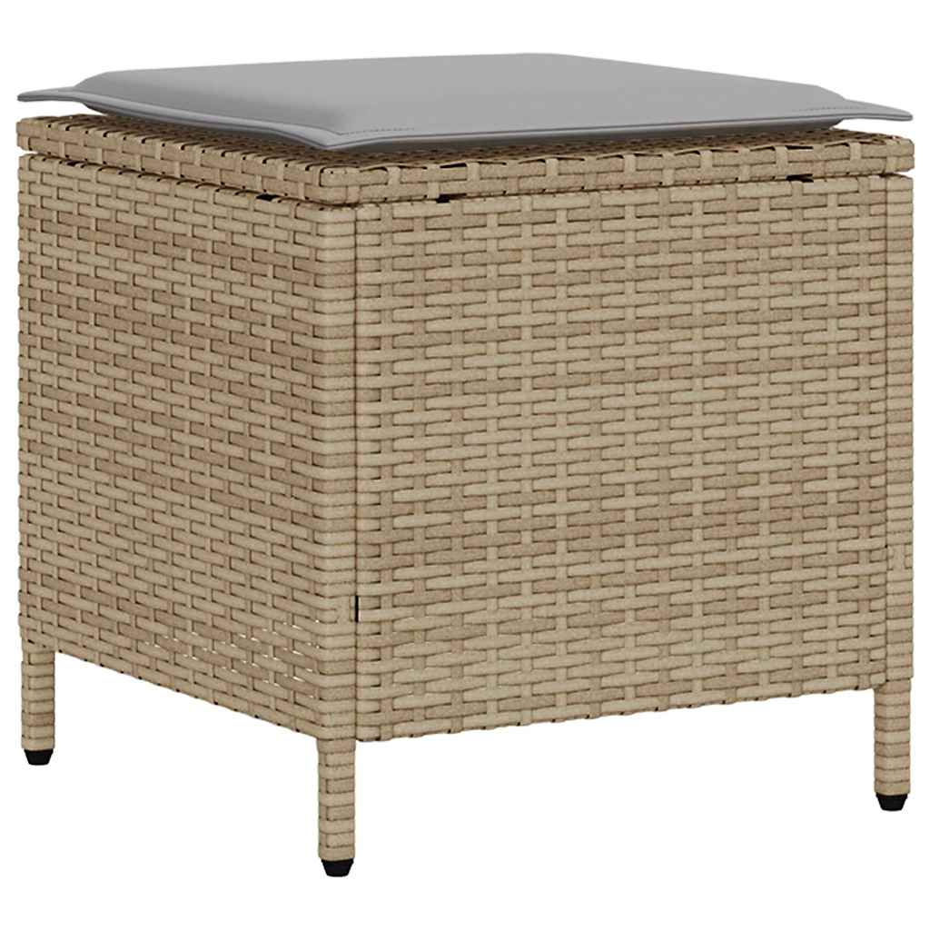 4-delige tuinbankset met kussens beige polyrotan