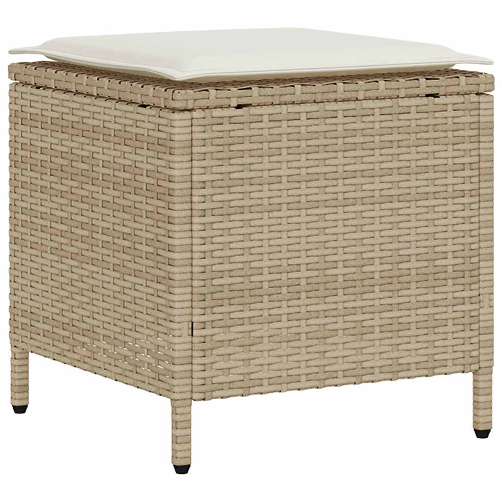 4-delige tuinbankset met kussens beige polyrotan