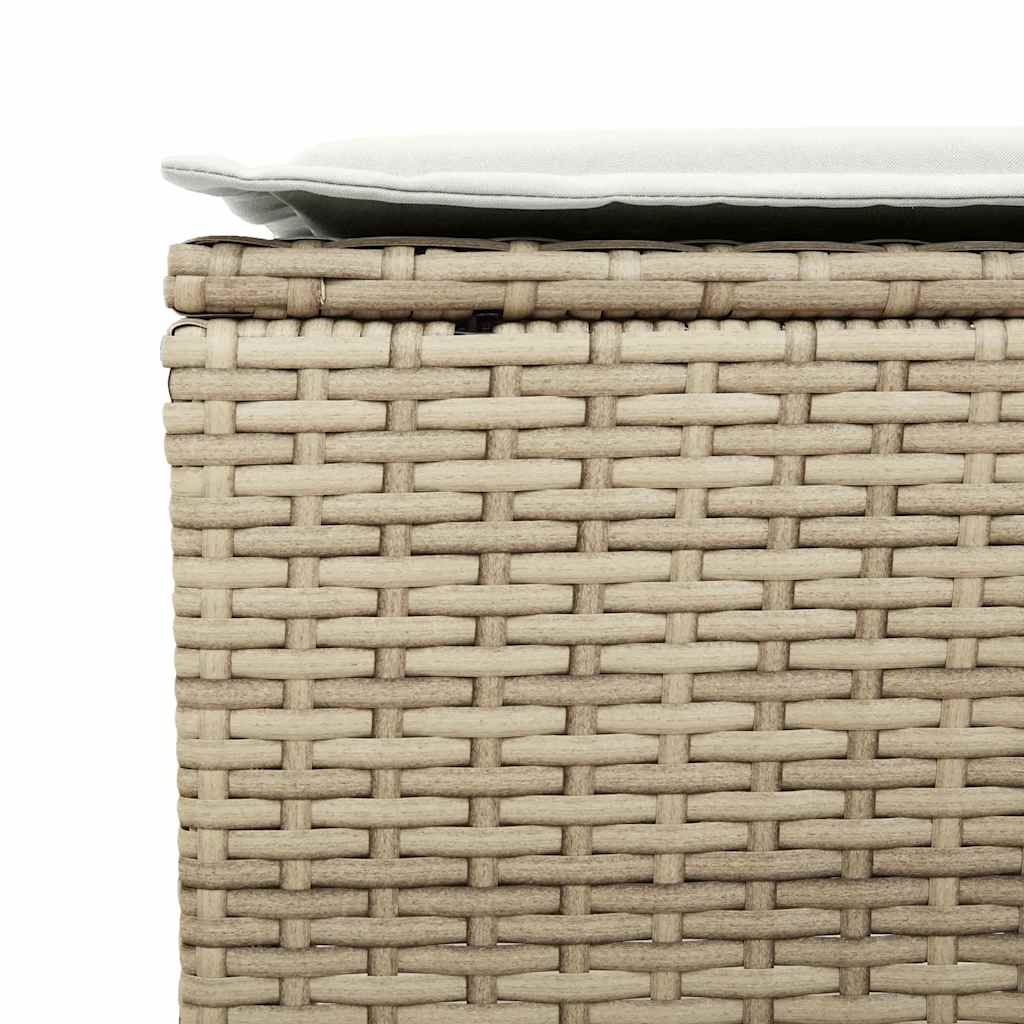 4-delige tuinbankset met kussens beige polyrotan