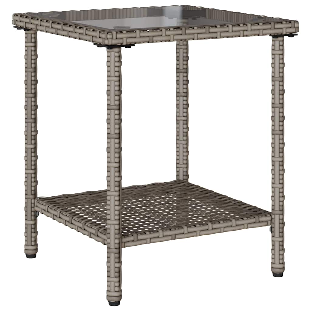 Tuinbank met tafel en kussens L-vormig poly rattan grijs