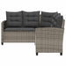 Tuinbank met tafel en kussens L-vormig poly rattan grijs