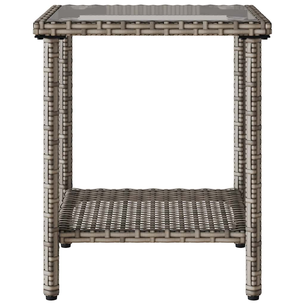 Tuinbank met tafel en kussens L-vormig poly rattan grijs