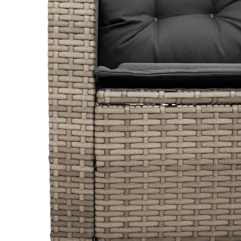 Tuinbank met tafel en kussens L-vormig poly rattan grijs