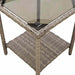 Tuinbank met tafel en kussens L-vormig poly rattan grijs