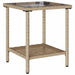 Tuinbank met tafel en kussens L-vormig beige poly rattan