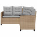 Tuinbank met tafel en kussens L-vormig beige poly rattan