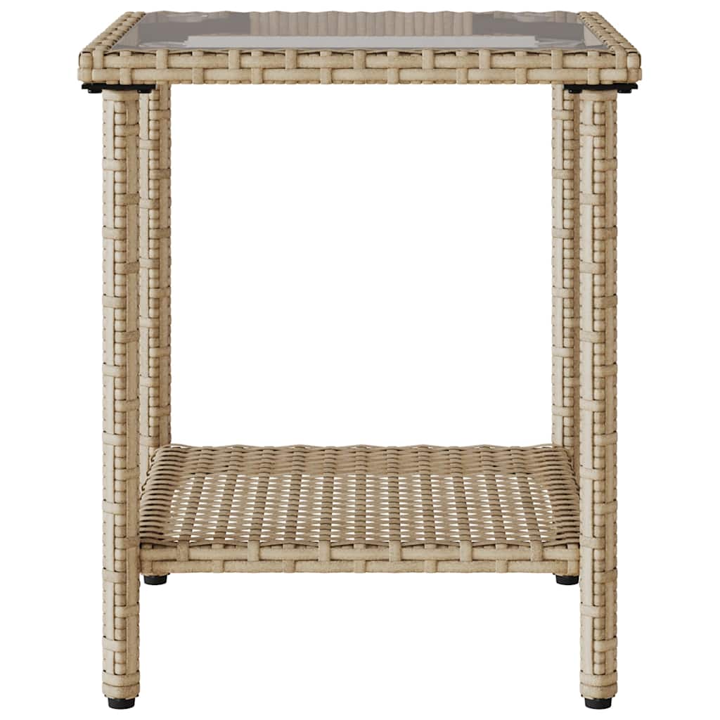 Tuinbank met tafel en kussens L-vormig beige poly rattan
