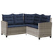 Tuinbank met tafel en kussens L-vormig poly rattan grijs