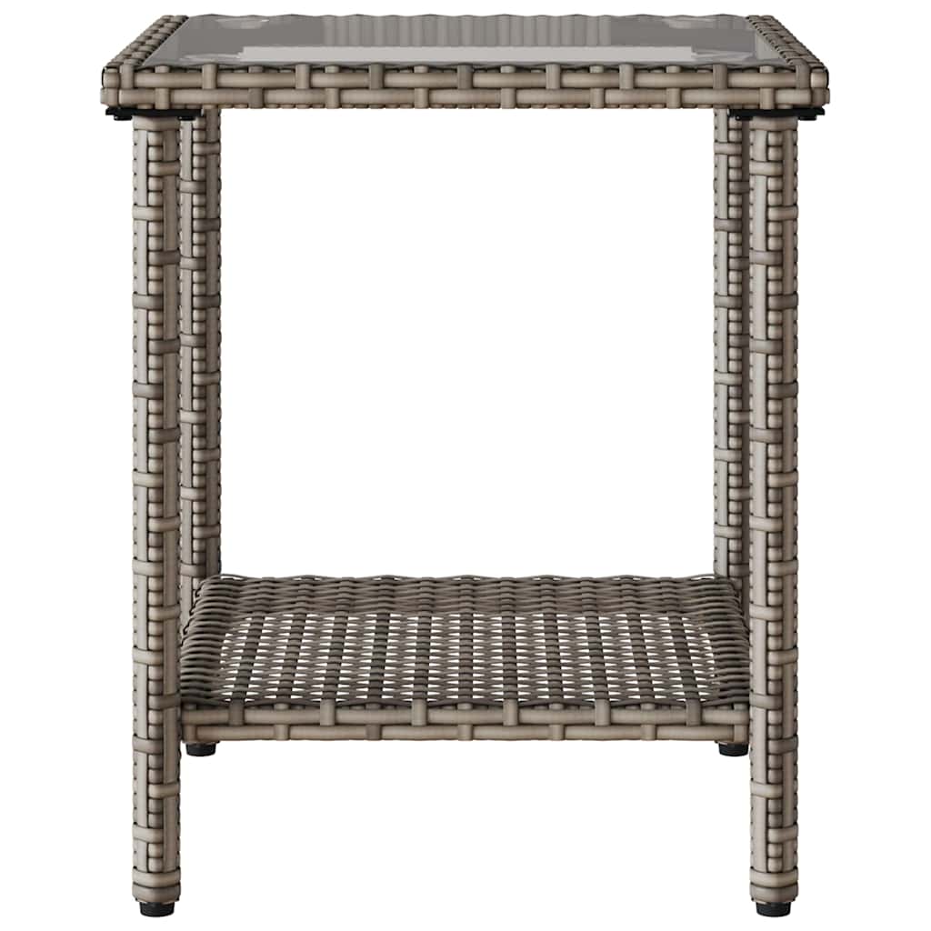 Tuinbank met tafel en kussens L-vormig poly rattan grijs