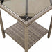 Tuinbank met tafel en kussens L-vormig poly rattan grijs