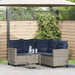 Tuinbank met tafel en kussens L-vormig poly rattan grijs