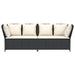 Tuinbank met kussens poly rattan zwart
