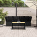 Tuinbank met kussens poly rattan zwart