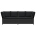 Tuinbank met kussens poly rattan zwart