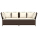 Tuinbank met kussens poly rattan bruin